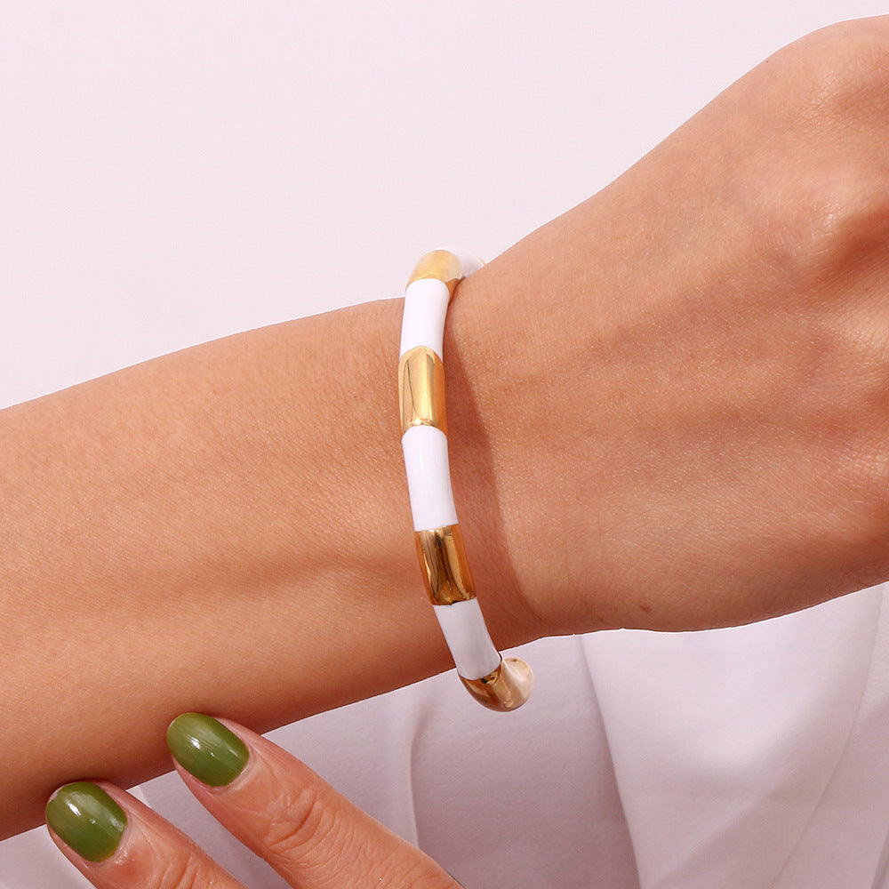 Minimalist Solid Segmented Enamel Bangle