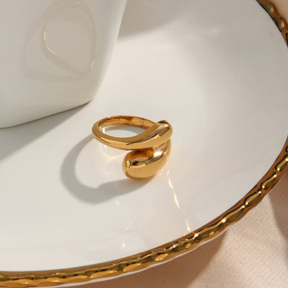 Minimalist Adjustable Teardrop Snake Ring | 18K Gold-Plated Stainless Steel