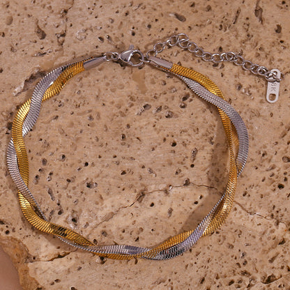 18K gold plated twist duo snake bracelet in silver and gold tones – STUD