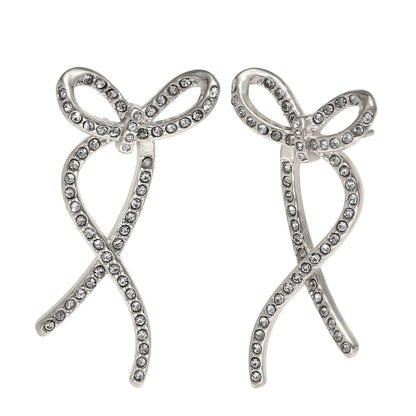 Silver bow stud earrings – twisted design with zircon, waterproof, anti-tarnish by STUD (Shop Till You Drop)