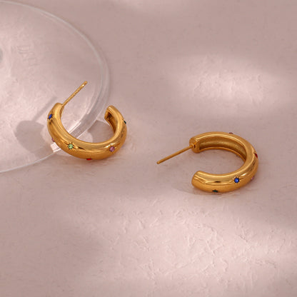 Minimalist colorful gold earrings – 18K gold-plated, polished, waterproof, hypoallergenic by STUD (Shop Till You Drop)