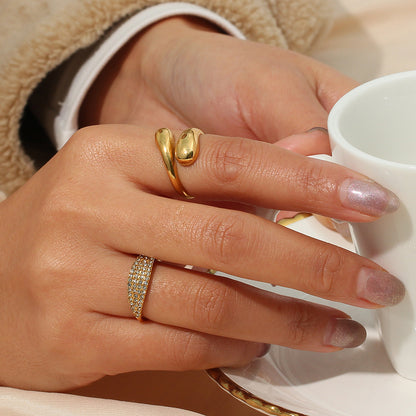 Minimalist Adjustable Teardrop Snake Ring | 18K Gold-Plated Stainless Steel