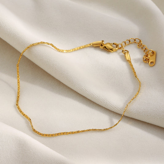 STUD 18K gold-plated twist chain anklet, minimalist waterproof foot jewelry