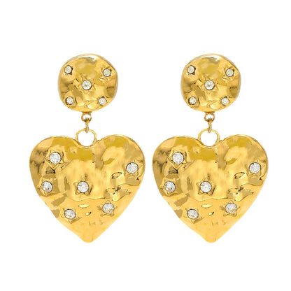 Front View of Golden Glam 14K gold-plated heart and star earrings with zirconia – waterproof, hypoallergenic by STUD (Shop Till You Drop)