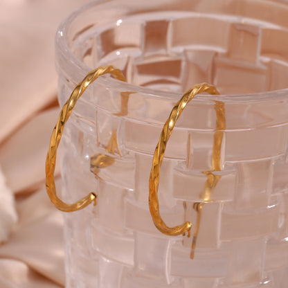 Golden Twist Hoop Earrings