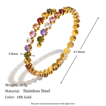 18K gold plated Color Pop bangle with multicolor zircon stones – waterproof & hypoallergenic by STUD