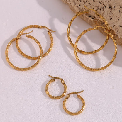 Golden Twist Hoop Earrings