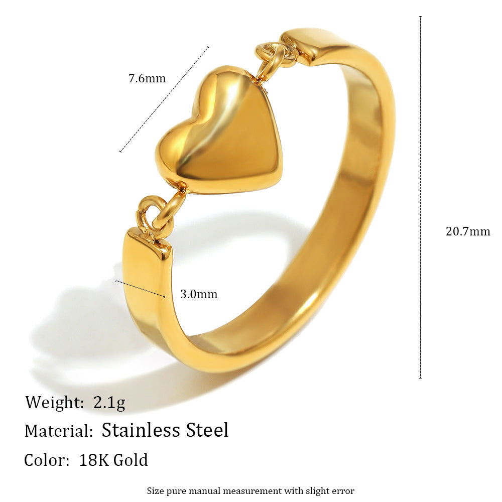 Gold heart ring with minimalist design and 18K gold-plated band