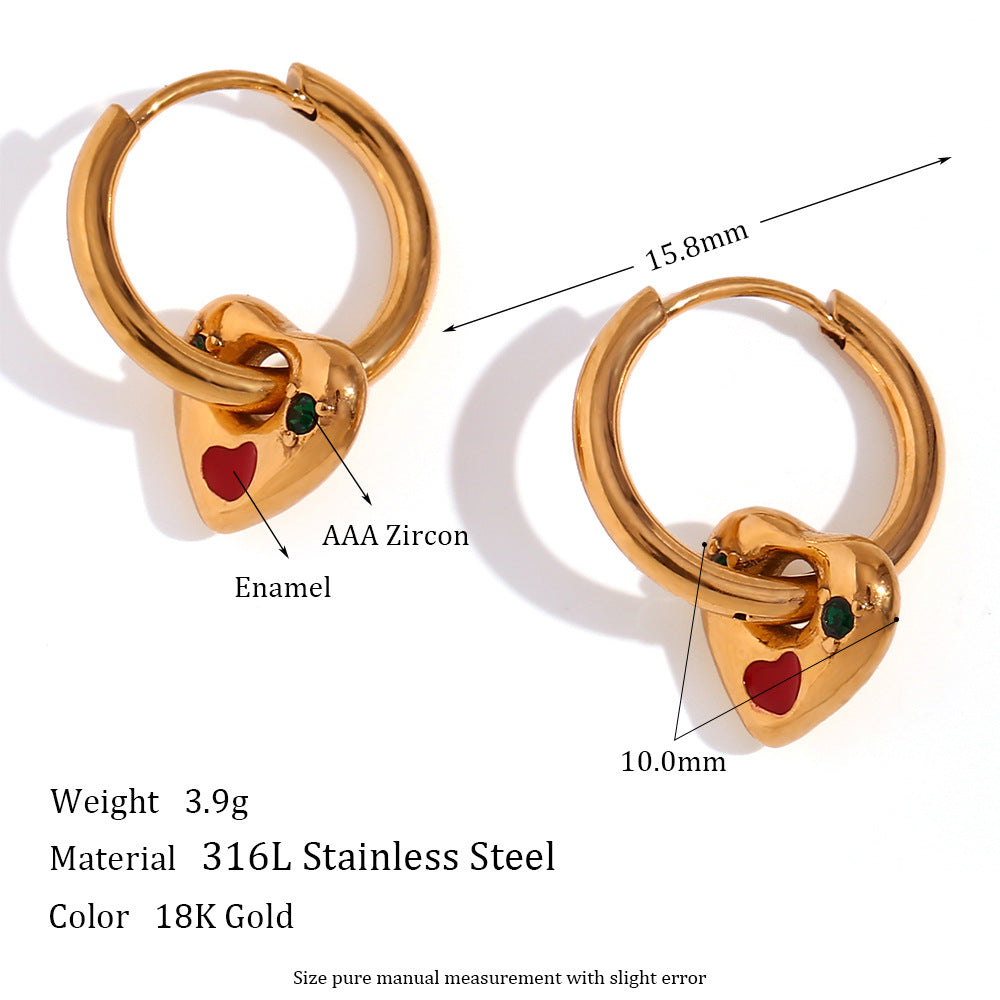 Cherry-Heart Hoop Earrings in 18K Gold