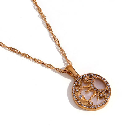 Close view of sun star heart white pendant necklace