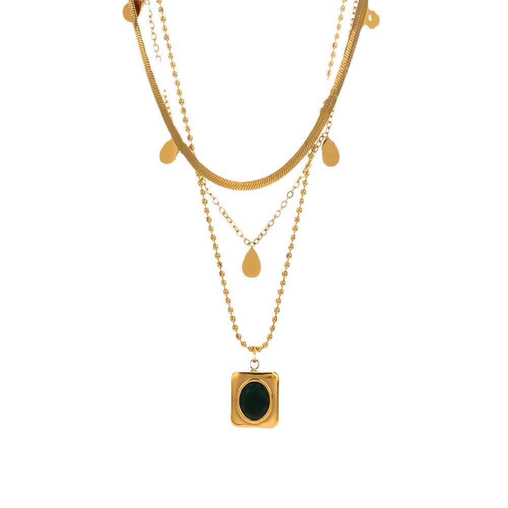 Emerald Elegance Multi-Layer Necklace