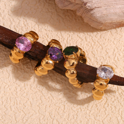 Vintage gold beaded rings – circular bead design in 18K gold-plated stainless steel – bold minimalist jewelry by STUD (Shop Till You Drop)