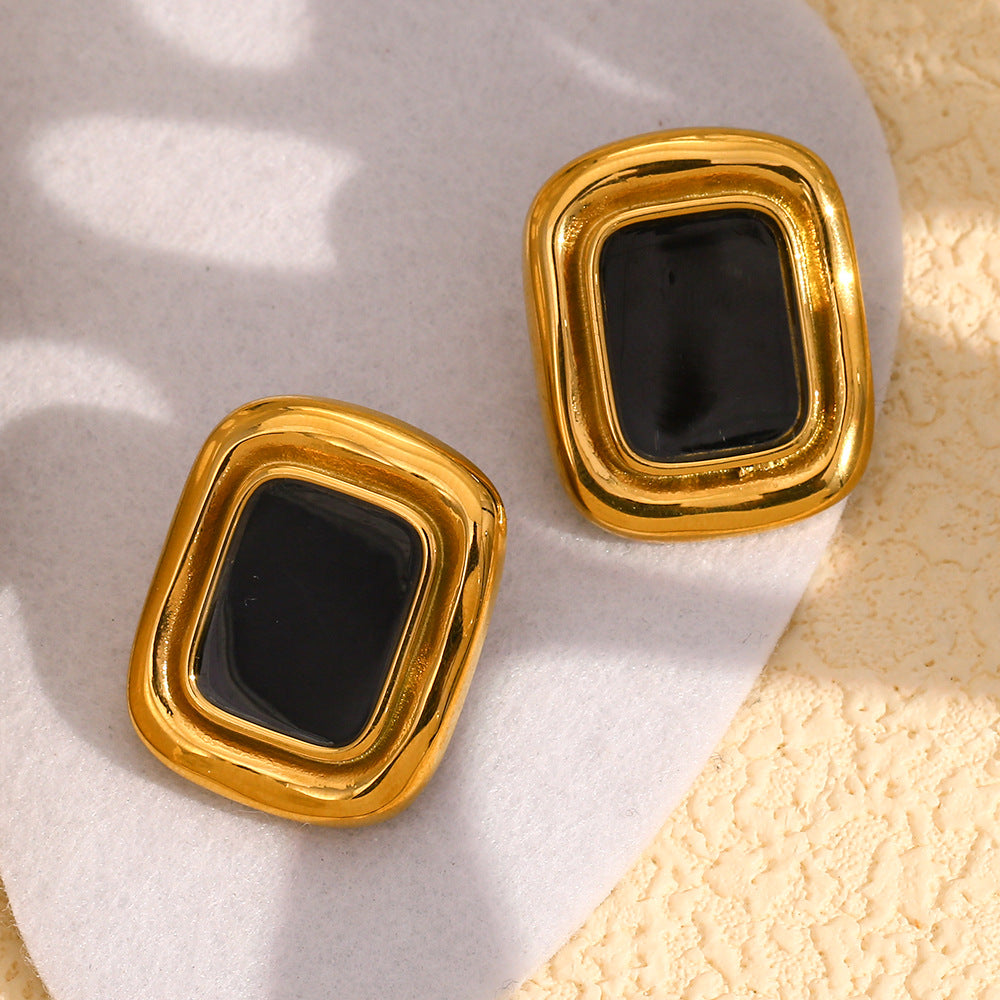 French Vintage Black Onyx Earrings