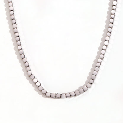 Minimalist silver Square Bead Necklace