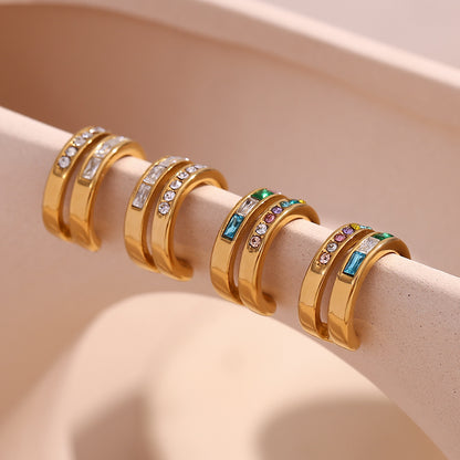 Vintage Double-Layer Zircon C Hoops