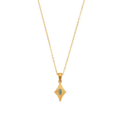 Light green cat eye-style stone necklace