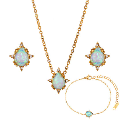 Retro Waterdrop Opal Gold Bracelet