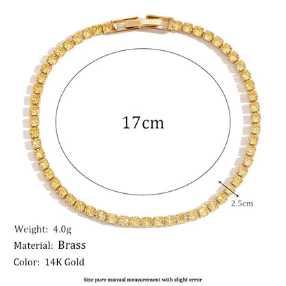Size Details of 14K gold plated zircon chain bracelet – delicate waterproof jewelry – STUD