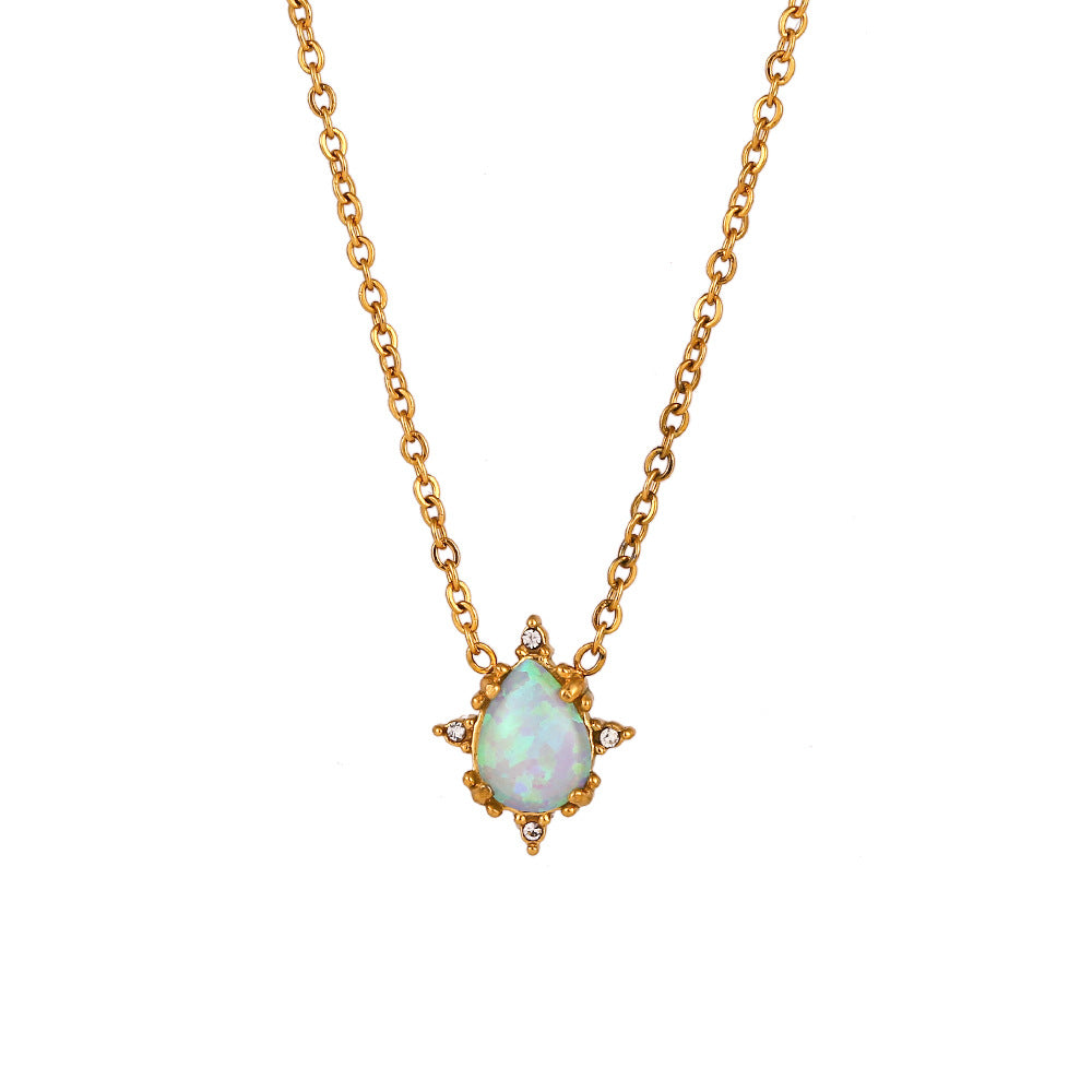 Retro Waterdrop Opal Gold Necklace