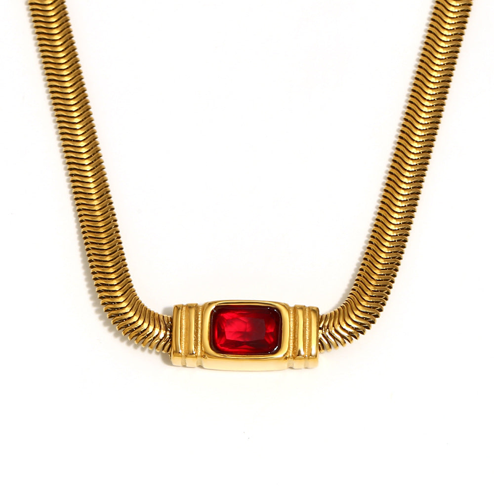 Red Zircon Snake Chain Necklace