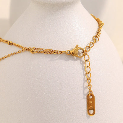 18K Gold Dolphin Double Chain Bracelet – Stainless Steel, Ocean-Inspired Jewelry