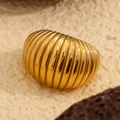 Chunky gold dome ring – 18K gold-plated stainless steel with bold sculptural design – waterproof statement jewelry by STUD (Shop Till You Drop)