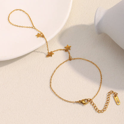 18K gold plated starlight hand chain bracelet with dainty star charms – STUD