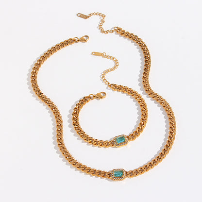 Trendy Cuban Chain Pearl & Zircon Stone Bracelet