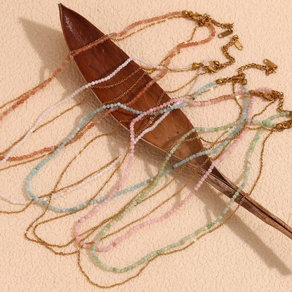 Pink stone pendant necklace variant