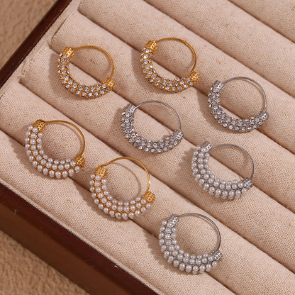 Vintage Gold Basket Earrings with Pearl