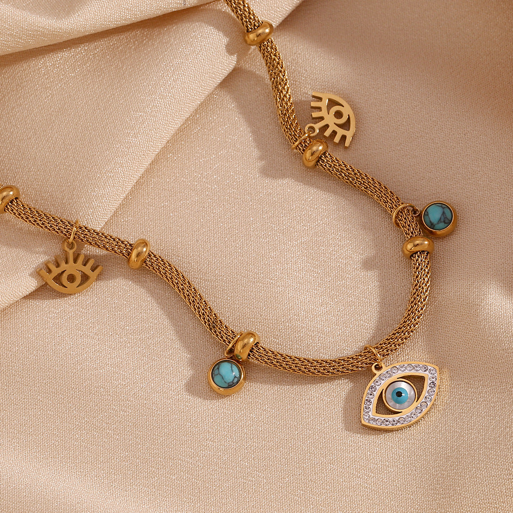 18K Gold Plated Turquoise Evil Eye Necklace