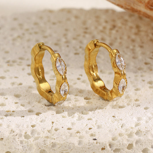 STUD mini marquise hoop earrings – 18K gold-plated, waterproof, anti-tarnish design with zircon stones