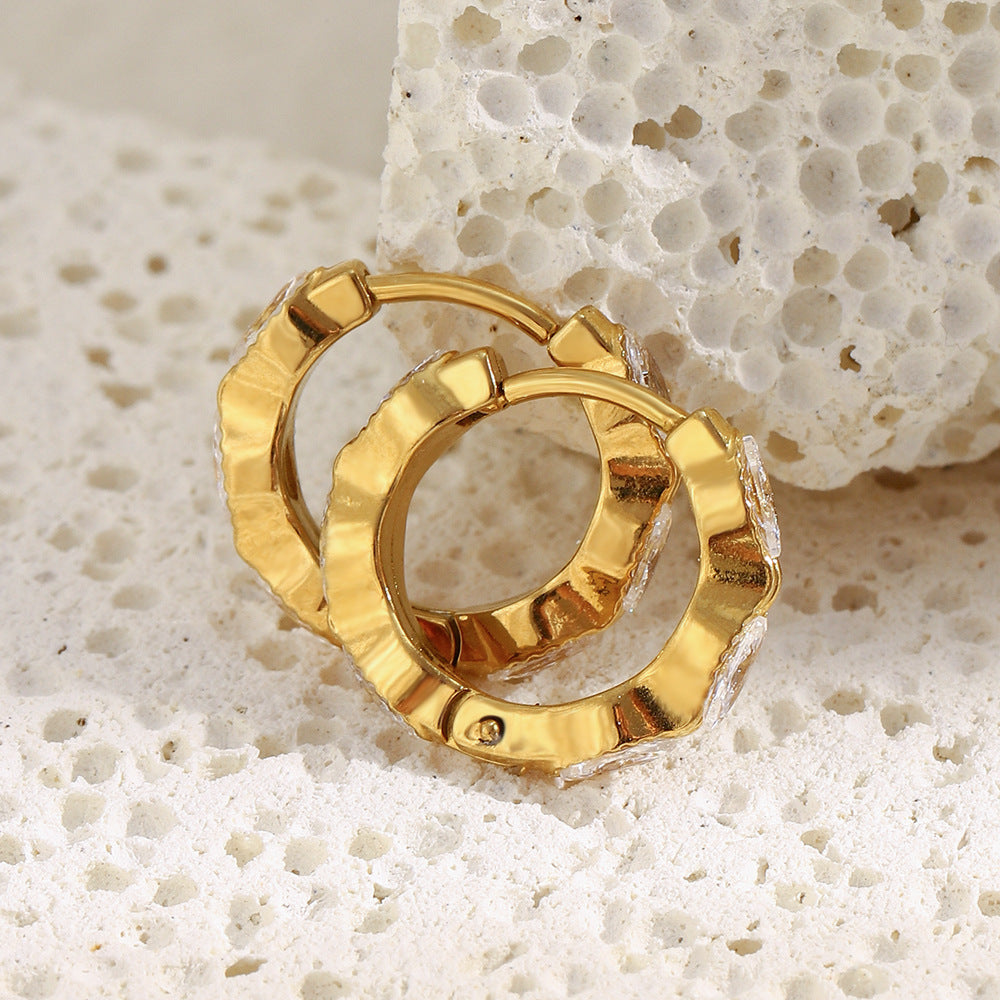 STUD mini marquise hoop earrings – 18K gold-plated, waterproof, anti-tarnish design with zircon stones