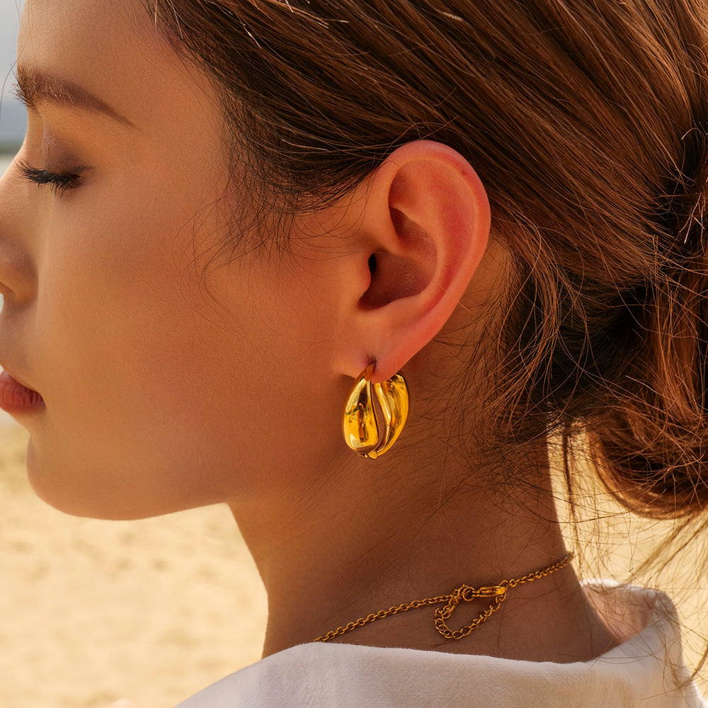 Yin-Yang Inspired 18K Gold Circle Hoop Earrings