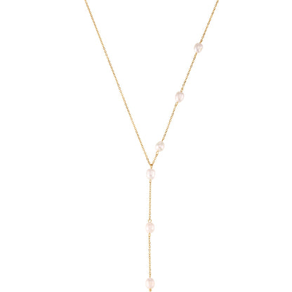 Minimalist Pearl Y-Chain Necklace by STUD