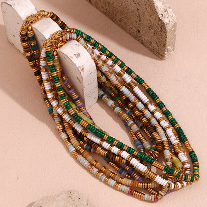 Mixed Stone Gold Necklace