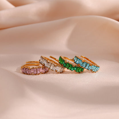 Irregular Zircon Gold Open Ring – Adjustable & Luxe | STUD
