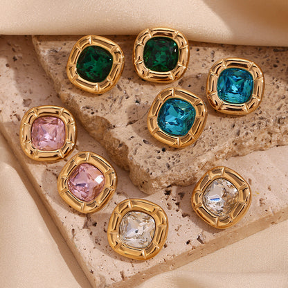 Vintage Green Floral Zirconia Earrings