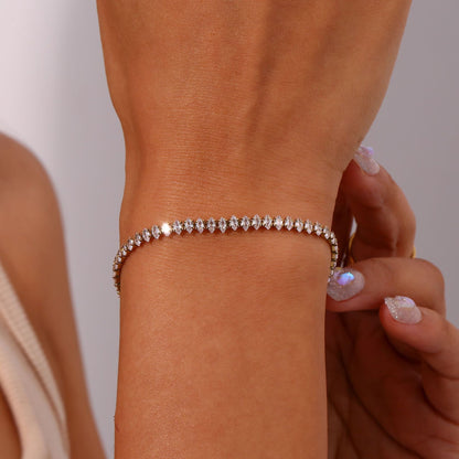 18K gold plated tennis bracelet with high-clarity round-cut zircon stones – STUD