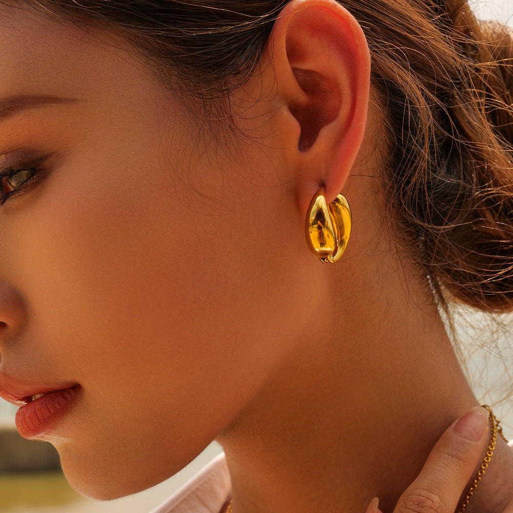 Yin-Yang Inspired 18K Gold Circle Hoop Earrings