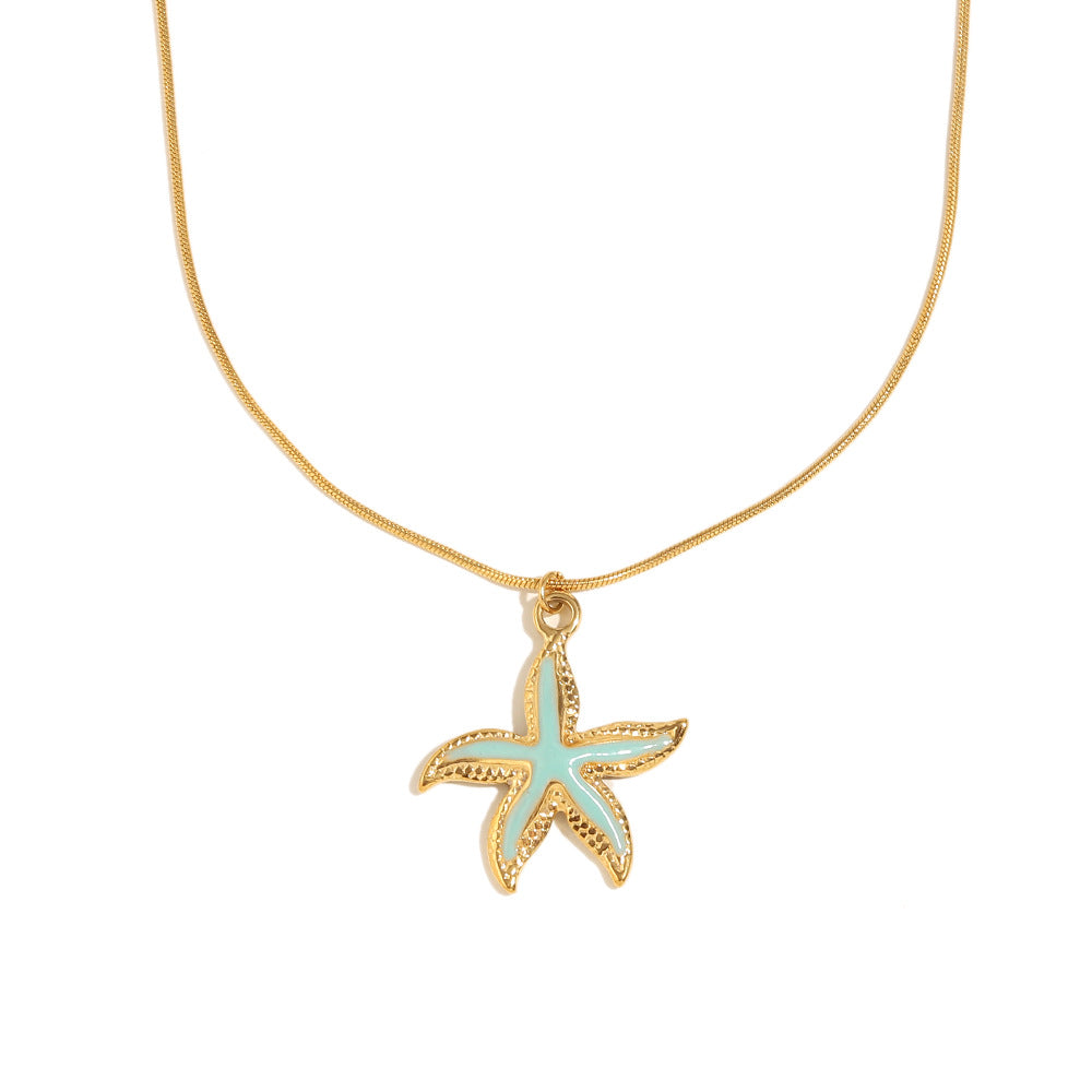 Turquoise Starfish Necklace – Ocean-Inspired 18K Gold Jewelry
