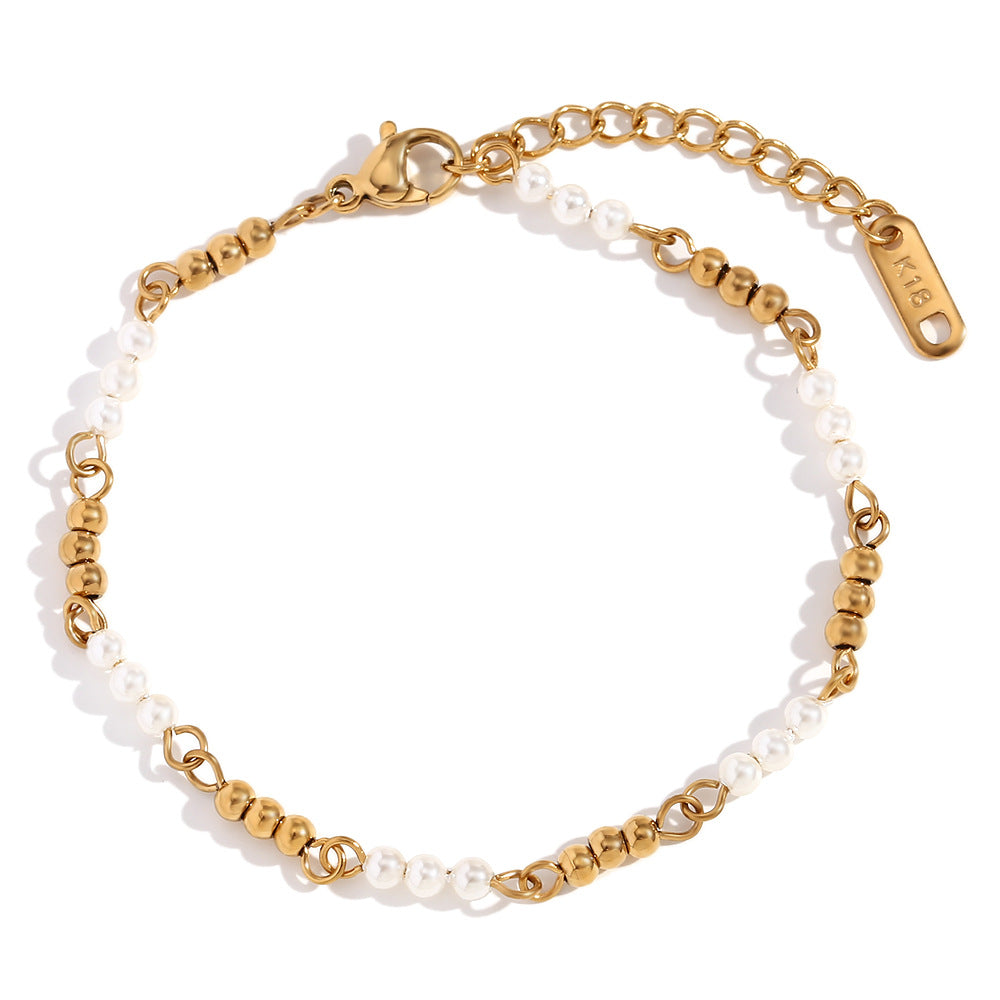 Retro Chic 18K Gold-Plated Beaded Bracelet for Trendsetters