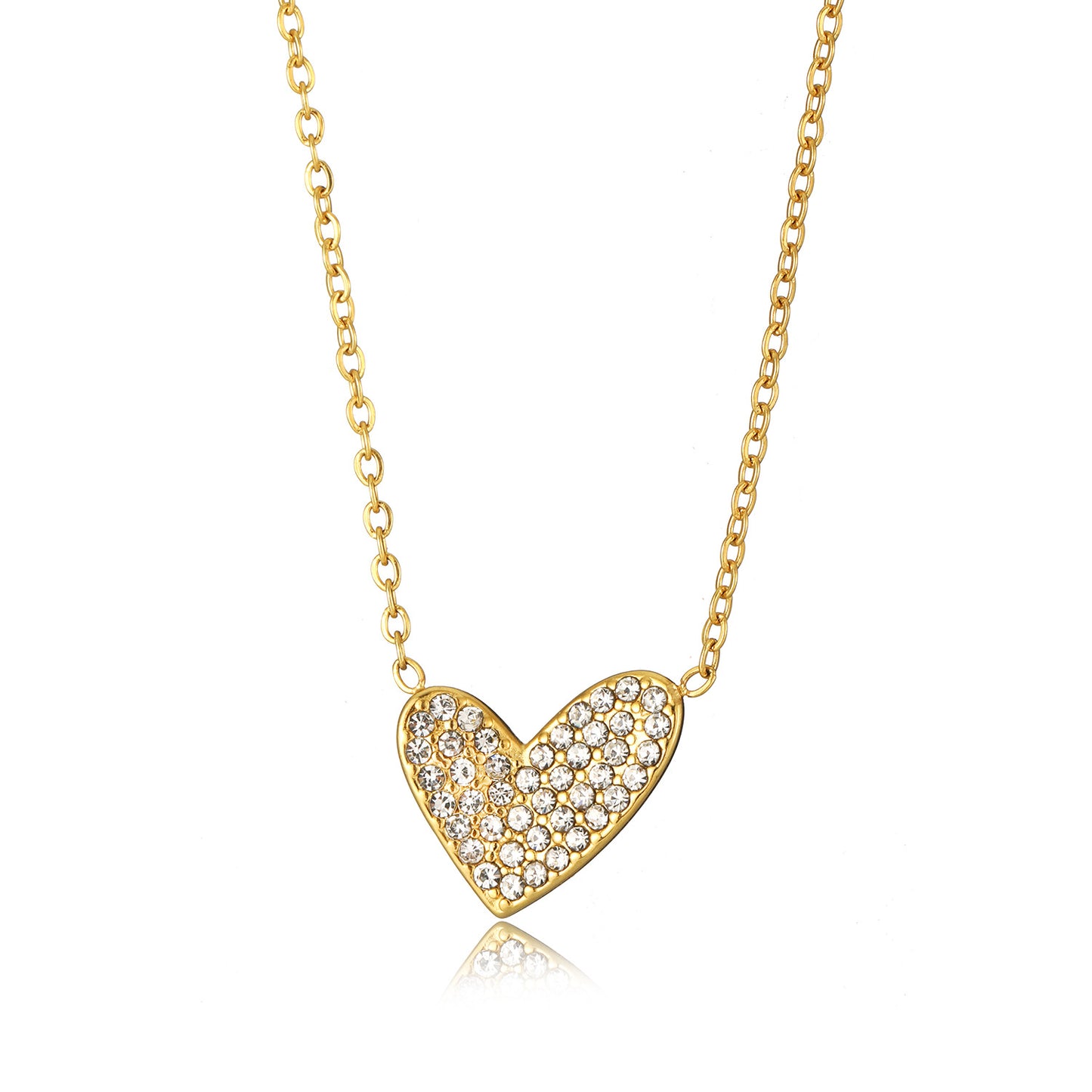 Heart of Gold: Zirconia Inlaid Necklace