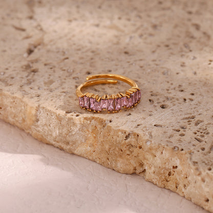 Irregular Zircon Gold Open Ring – Adjustable & Luxe | STUD