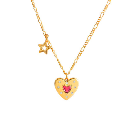 Gold-finish heart pendant necklace