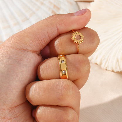 Close-up of Star Zircon Gold Ring