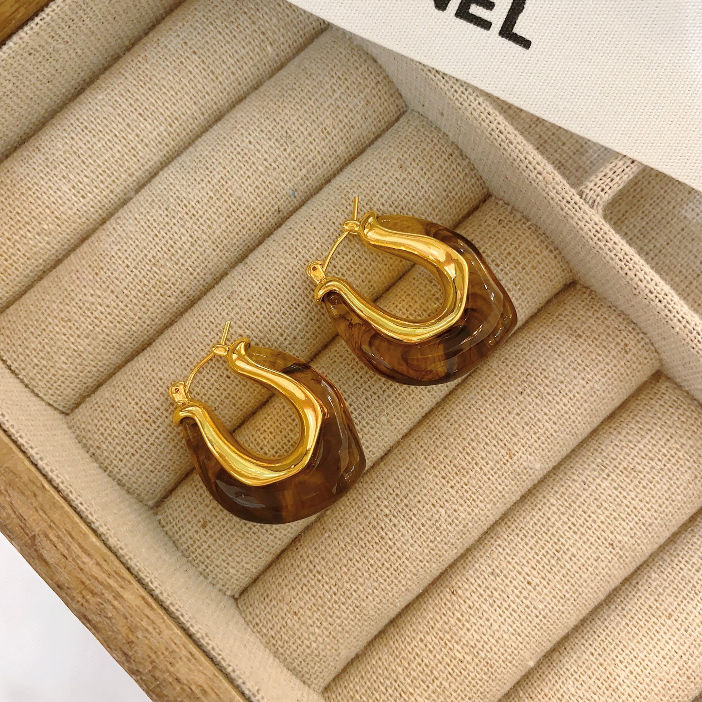 Amber Acrylic Hoop Earrings