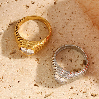 Top view of Heart-shaped zircon ring 
