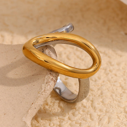 Gold and silver waterdrop open ring