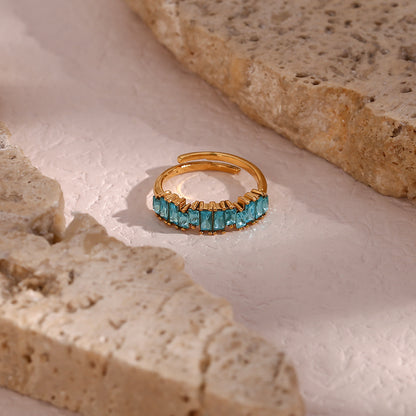 Irregular Zircon Gold Open Ring – Adjustable & Luxe | STUD
